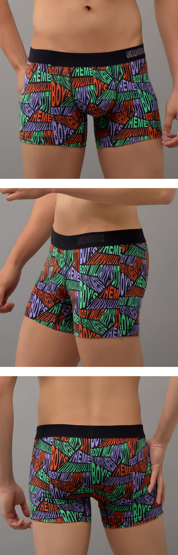 グンゼ BODY WILD ロゴ柄 ボクサーパンツ 前閉じ メンズ 綿混 GUNZE ボディワイルド