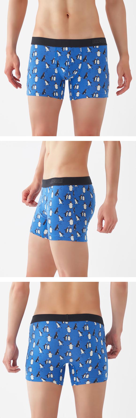 グンゼ GUNZE ボディワイルド BODY WILD ペンギン柄 ボクサーパンツ 前閉じ メンズ 綿混 BODYWILD