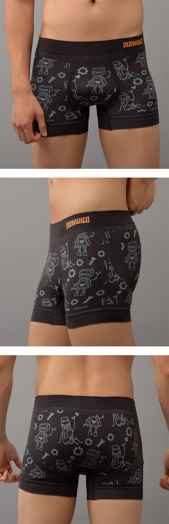グンゼ BODY WILD ロボット柄 立体成型 ボクサーパンツ 前閉じ メンズ GUNZE ボディワイルド