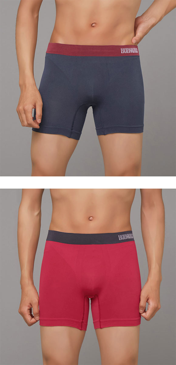 グンゼ BODY WILD e-BOXER セミロング ボクサーパンツ メンズ 立体成型 腰ゴムカラー切替 前とじ GUNZE ボディワイルド