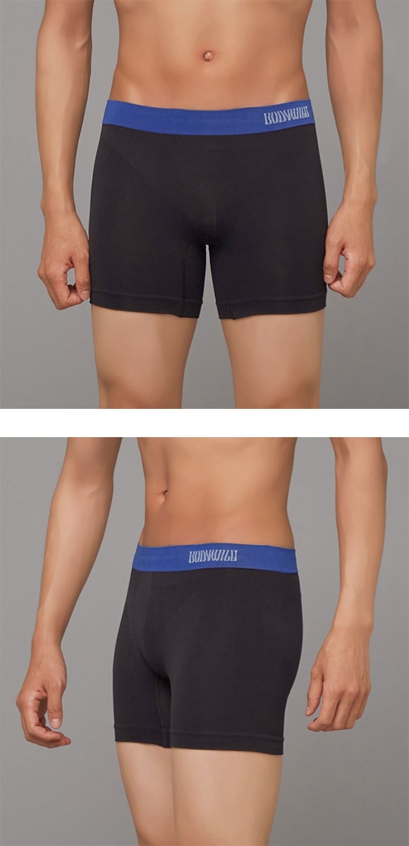 グンゼ BODY WILD e-BOXER セミロング ボクサーパンツ メンズ 立体成型 腰ゴムカラー切替 前とじ GUNZE ボディワイルド