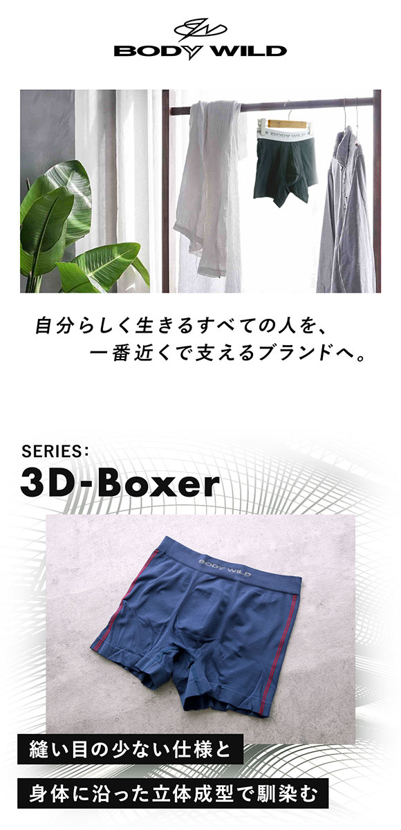 グンゼ GUNZE ボディワイルド BODYWILD サイドライン 3D ボクサーパンツ メンズ 前とじ 立体成型