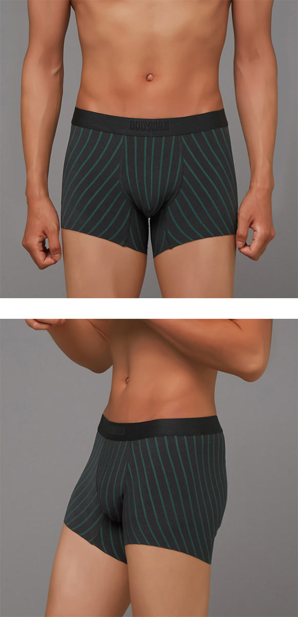 グンゼ BODY WILD BLACK DESIGN ストライプ柄 カットオフ ボクサーパンツ メンズ 日本製  GUNZE ボディワイルド