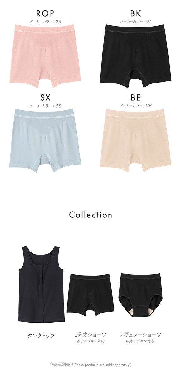 グンゼ GUNZE セルフェア SELFEAR 吸水ナプキン対応 1分丈ショーツ レディース 成型 フェムテック セルフケア