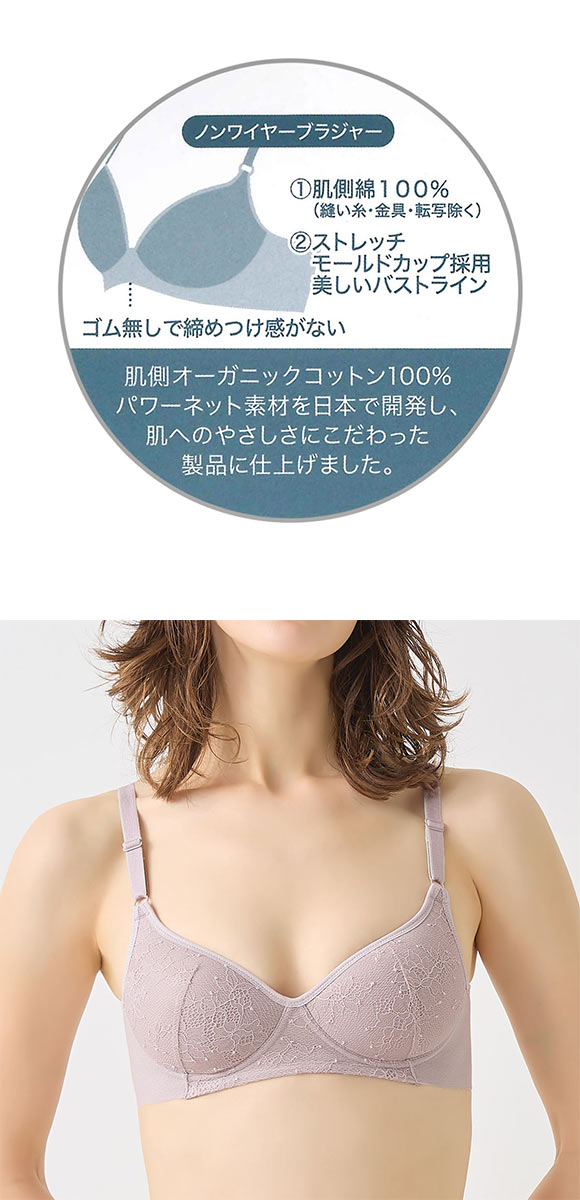 グンゼ KIREILABO Fitte 肌側綿100％ ノンワイヤー ブラジャー レディース キレイラボ GUNZE ワイヤレスブラ