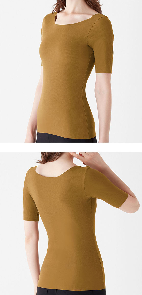 グンゼ GUNZE キレイラボ KIREILABO フィッテ Fitte オーガニックコットン混 5分袖 リブ インナー レディース カットオフ