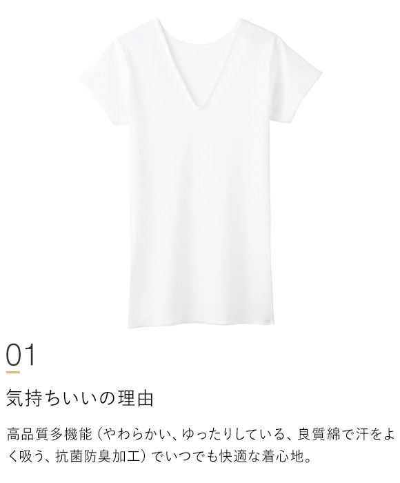 グンゼ GUNZE 快適工房 Vネック 三分袖 スリーマー レディース インナー シャツ 綿100％
