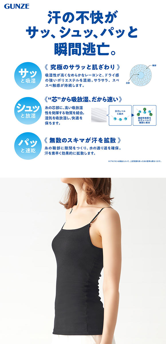 グンゼ GUNZE アセドロン ブラキャミソール カップ付き インナー レディース