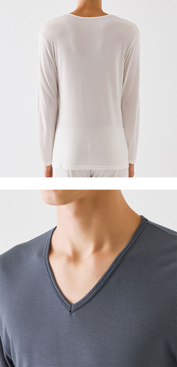 グンゼ ファイヤーアセドロン 長袖 Vネック シャツ 薄手 メンズ 大きいサイズ GUNZE FIREアセドロン