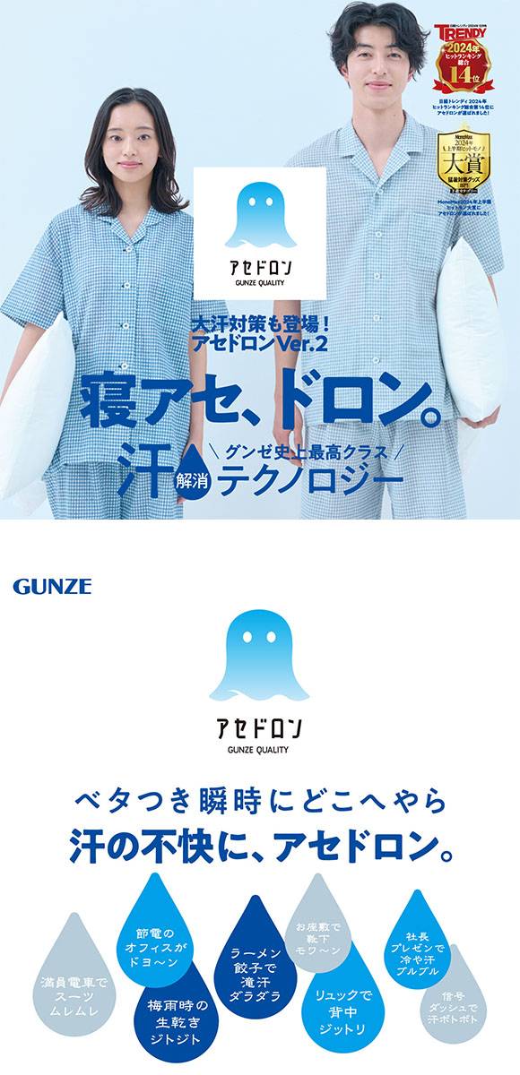 グンゼ アセドロン チェック柄 パジャマ 長袖・長パンツセット メンズ ルームウェア GUNZE