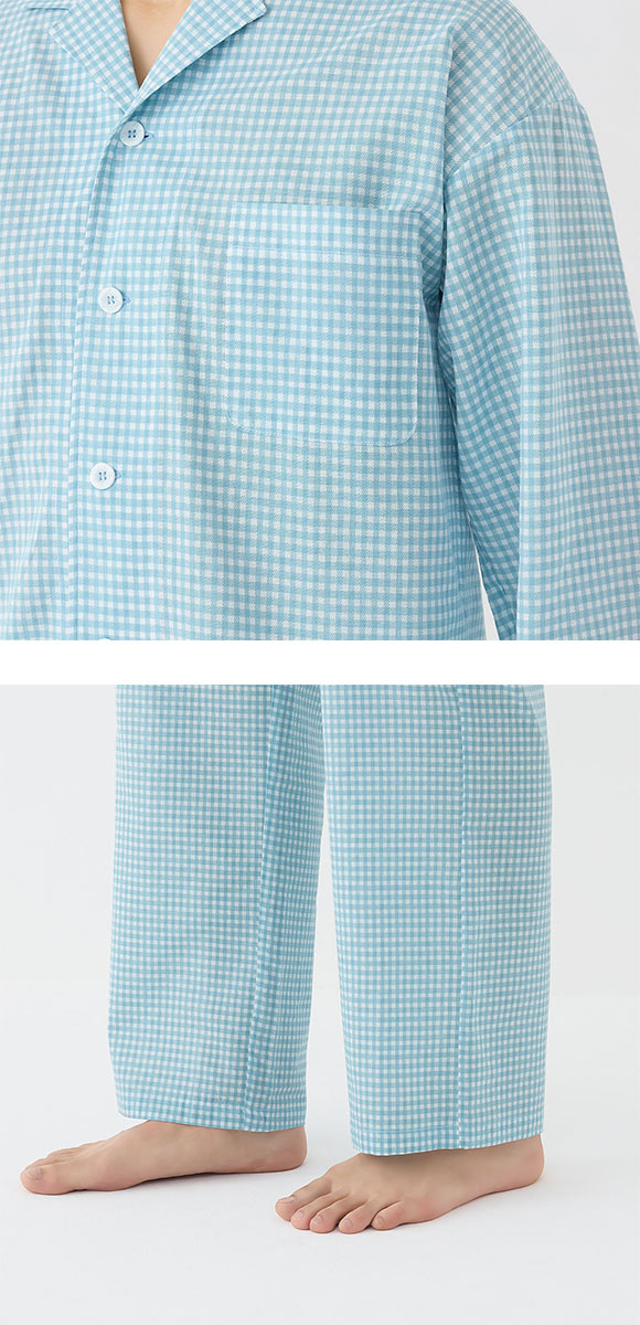 グンゼ アセドロン チェック柄 パジャマ 長袖・長パンツセット メンズ ルームウェア GUNZE