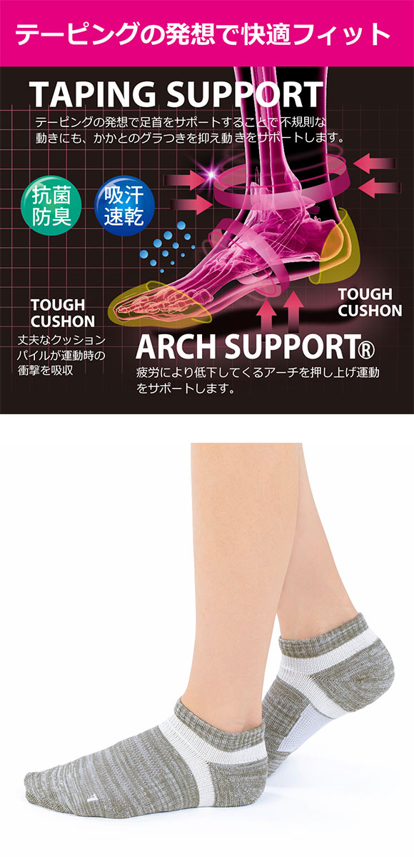 グンゼ GUNZE アクティブスタイル スニーカー丈ソックス 靴下 レディース スポーツソックス