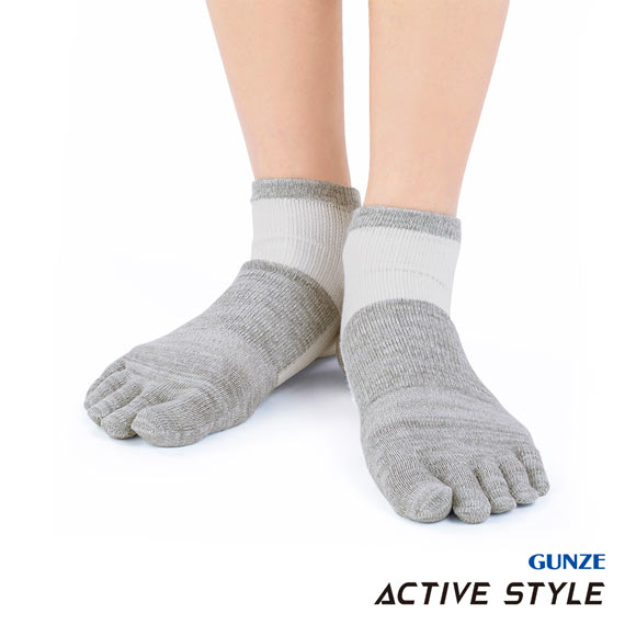 グンゼ GUNZE アクティブスタイル アーチサポート スニーカー丈 5本指ソックス 靴下 レディース スポーツソックス