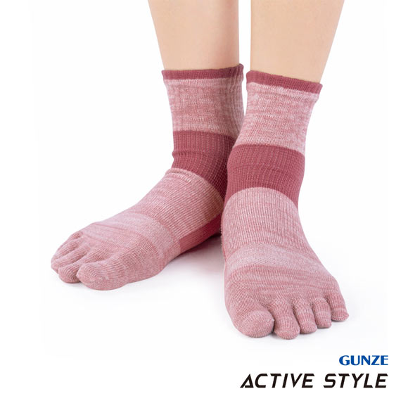 グンゼ GUNZE アクティブスタイル アーチサポート ショート丈 5本指ソックス 靴下 レディース スポーツソックス