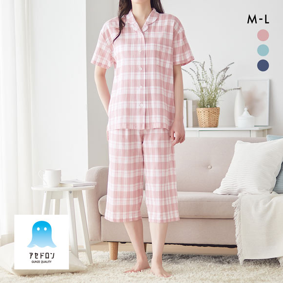 グンゼ アセドロン パジャマ 半袖・7分丈パンツセット レディース ルームウェア GUNZE