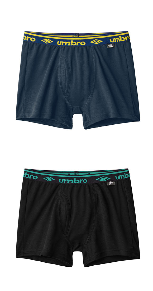 アンブロ UMBRO 2P キッズ ジュニア 男の子 男児 ボクサーパンツ 2枚組 前あき メッシュ編み 吸汗速乾 140-170