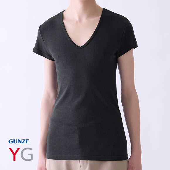 グンゼ GUNZE ワイジー YG ネクストラ NextRA+ COOL 汗取り付き Vネック Tシャツ メンズ 半袖 綿100％ 天然冷感 消臭