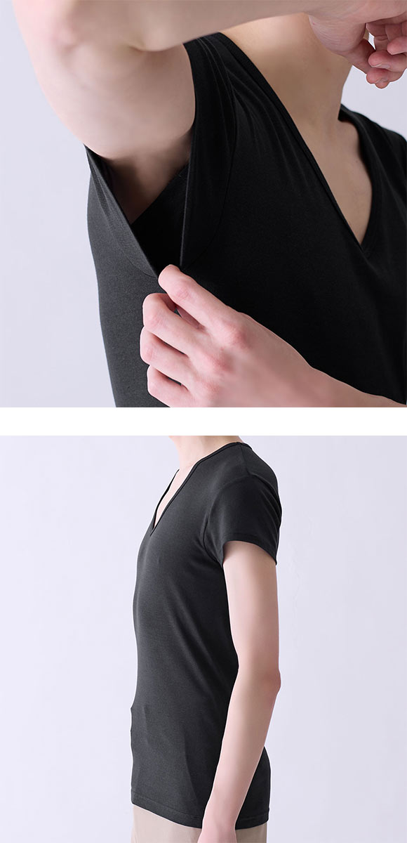 グンゼ GUNZE ワイジー YG ネクストラ NextRA+ COOL 汗取り付き Vネック Tシャツ メンズ 半袖 綿100％ 天然冷感 消臭