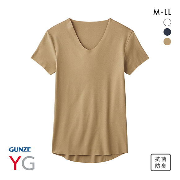 グンゼ GUNZE ワイジー YG ネクストラ NextRA+ WARM∞DEO 切りっぱなし Vネック Tシャツ メンズ 半袖 インナー 発熱綿