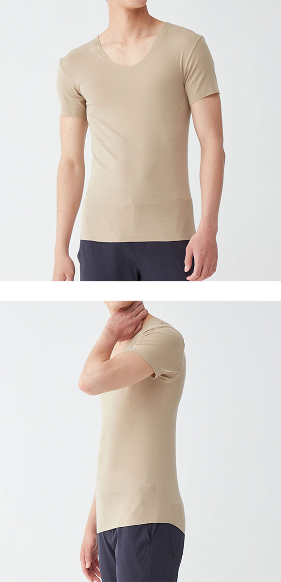 グンゼ YG NextRA+ カットオフ Vネック Tシャツ メンズ 発熱綿