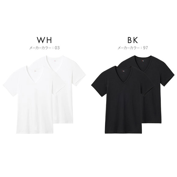 グンゼ YG コットン100％ フライス Vネック Tシャツ 2枚セット メンズ インナー GUNZE ワイジー