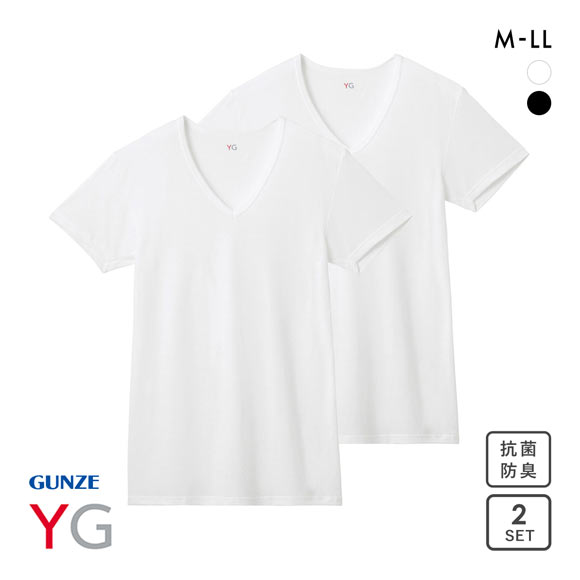 グンゼ YG ドライタッチ 鹿の子 Vネック Tシャツ 2枚セット メンズ インナー クール GUNZE ワイジー