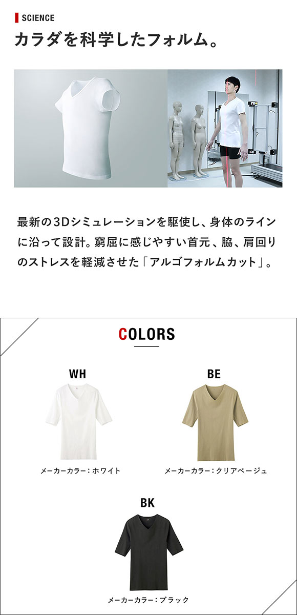 グンゼ GUNZE (ワイジー)YG HOT-ON COTTON ホットオンコットン 5分袖 Tシャツ 半袖 インナー カットオフ Vネック YV7111