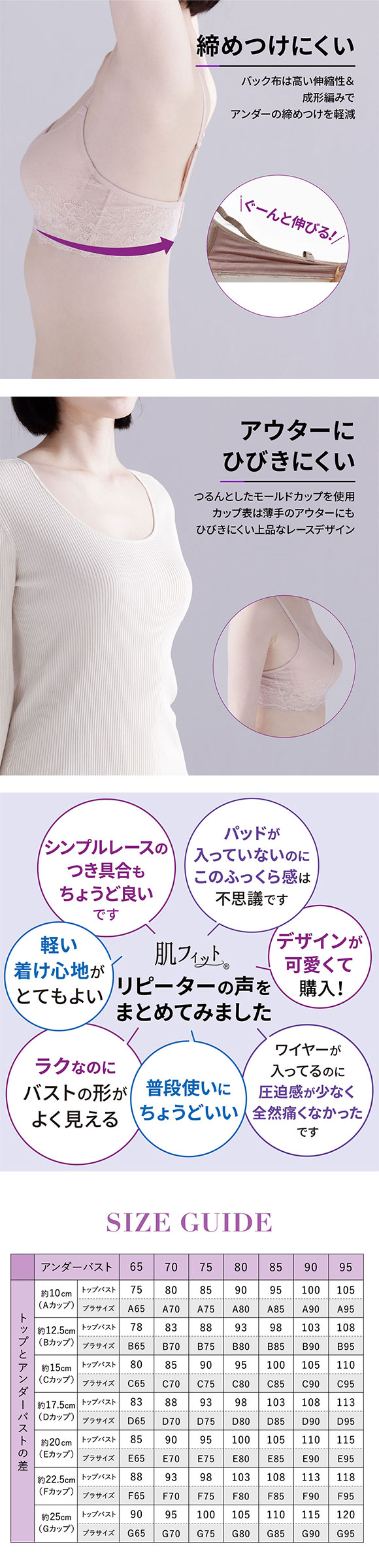 ルシアン LECIEN 肌フィット ブラジャ－ 楽ワイヤー 肌にとけこむフィット感 超ソフトワイヤー モールドブラ Eカップ 単品