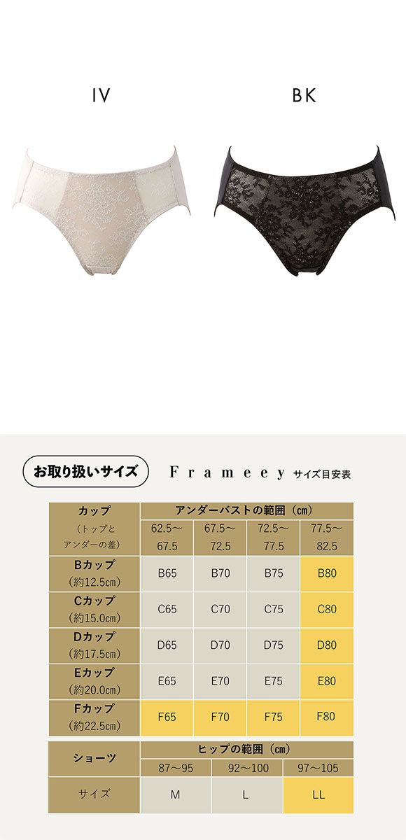 ルシアン Frameey 骨格ブラ ペアショーツ レギュラー スタンダード M L