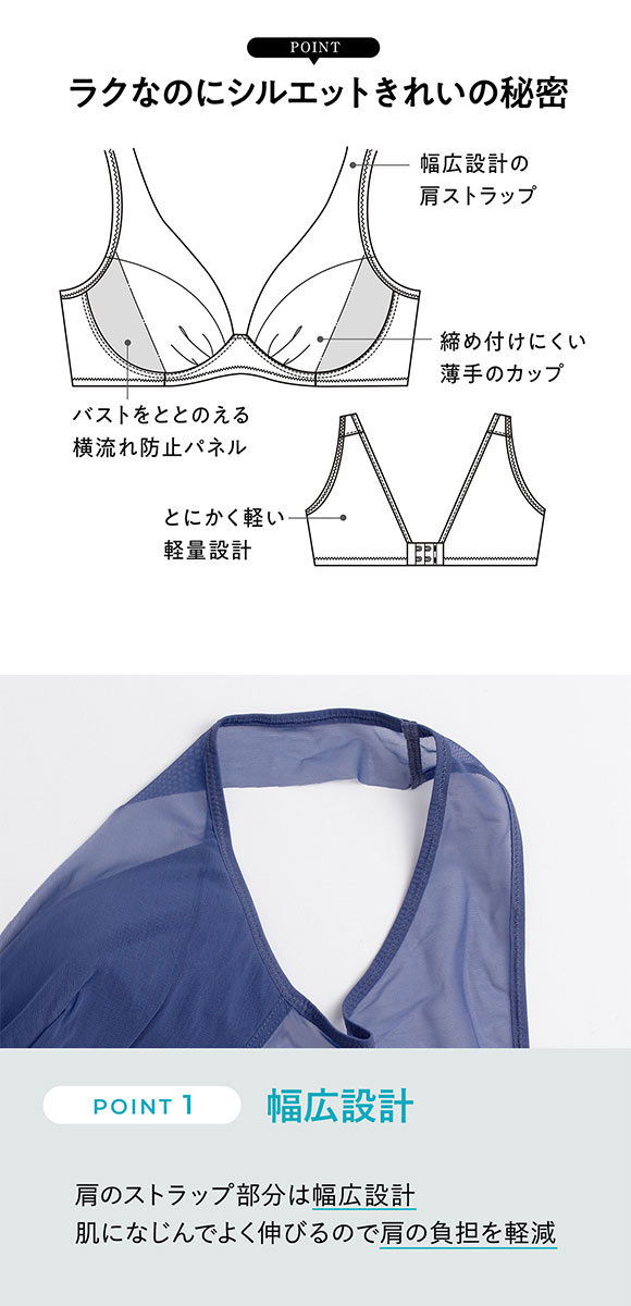 ルシアン LECIEN とにかく軽くて肩らくちん 4/5カップ ノンワイヤー ブラジャー M L LL 単品