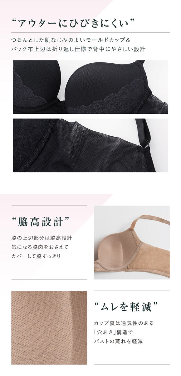 ルシアン LECIEN シルエット革命 バストの掟 ブラジャー EF 脇肉 脇高 単品 大きいサイズ