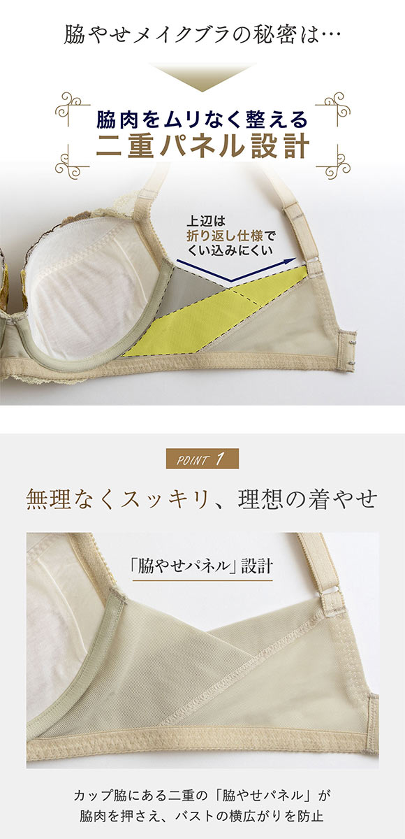 ルシアン LECIEN キレイ魅せ 脇やせメイクブラ 3/4カップ ブラジャー BCD 脇肉 脇高 単品