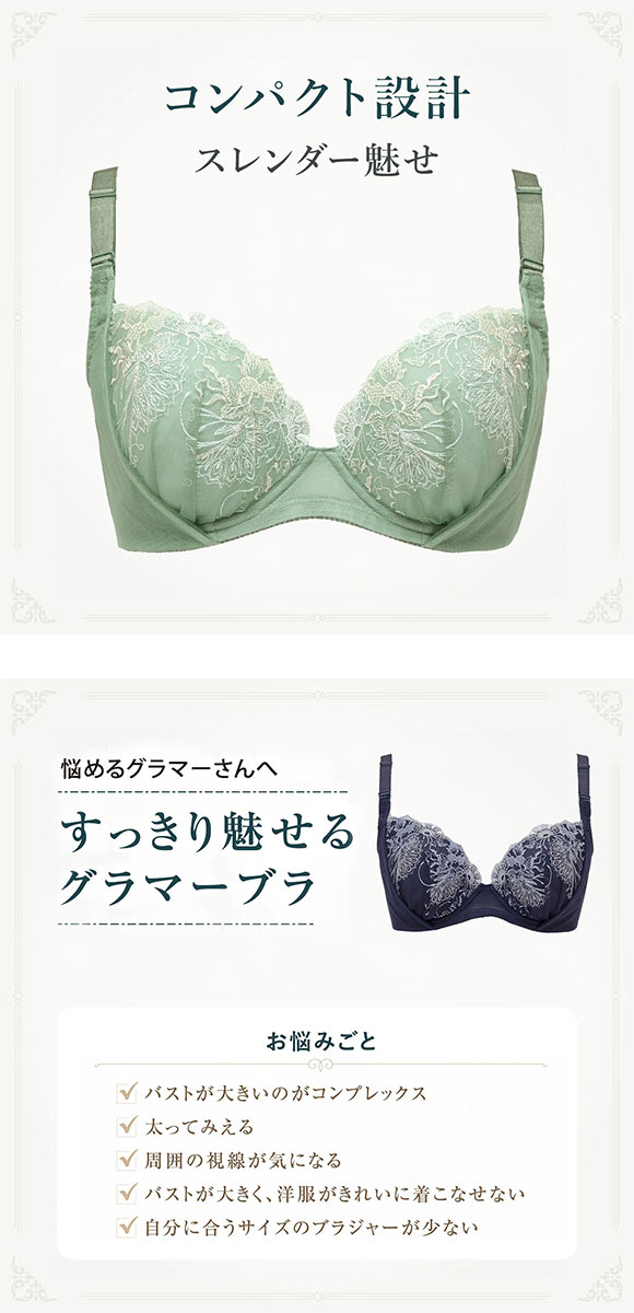 ルシアン 大きめバスト専用 コンパクト設計 4/5カップ ブラジャー EFG 脇高 脇肉 大きいサイズ グラマー LECIEN