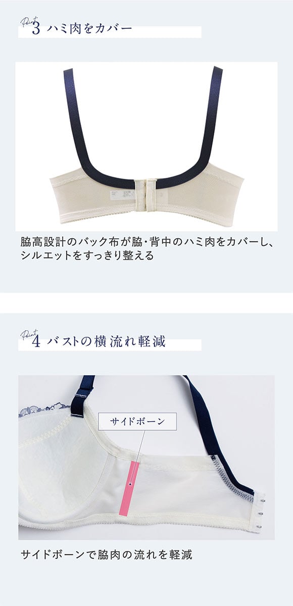 ルシアン 大きめバスト専用 コンパクト設計 4/5カップ ブラジャー EFG 脇高 脇肉 大きいサイズ グラマー LECIEN