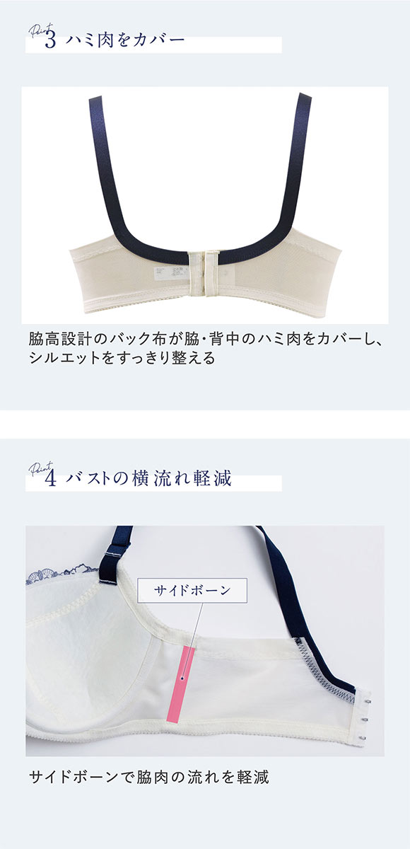 ルシアン 大きめバスト専用 コンパクト設計 4/5カップ ブラジャー EFG 脇高 脇肉 大きいサイズ グラマー LECIEN