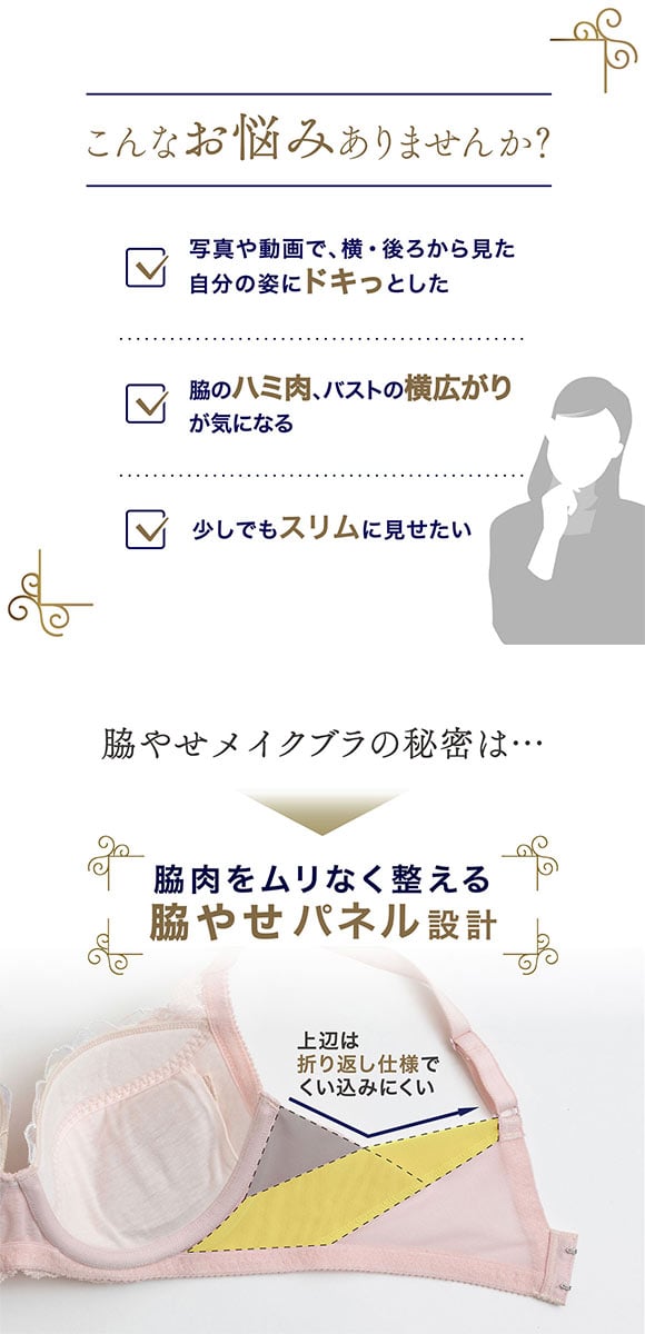 ルシアン キレイ魅せ 脇やせメイクブラ 3/4カップ ブラジャー E 大きいサイズ 脇肉 脇高 LECIEN