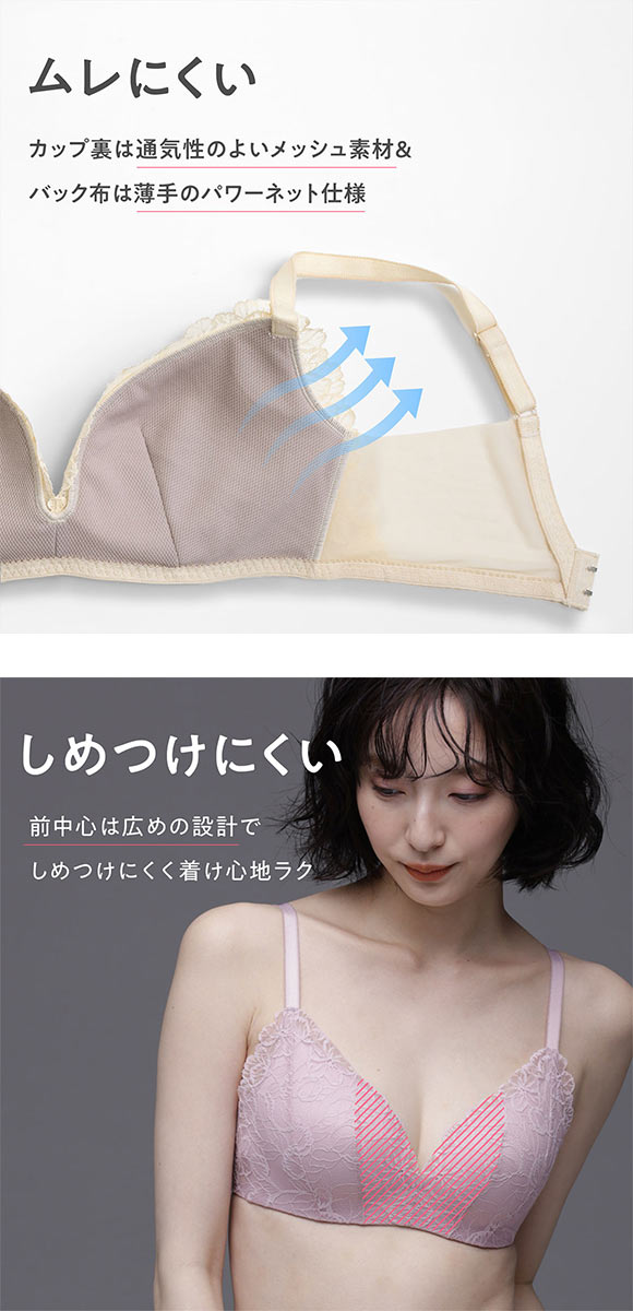 ルシアン 凸凹段差を解決 3/4カップ ノンワイヤー ブラジャー M L LL LECIEN