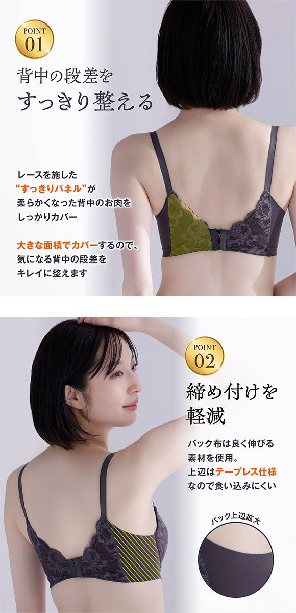 ルシアン LECIEN キレイ魅せ 美背中メイクブラ ブラジャー 4/5カップ BCD 脇肉 脇高 単品