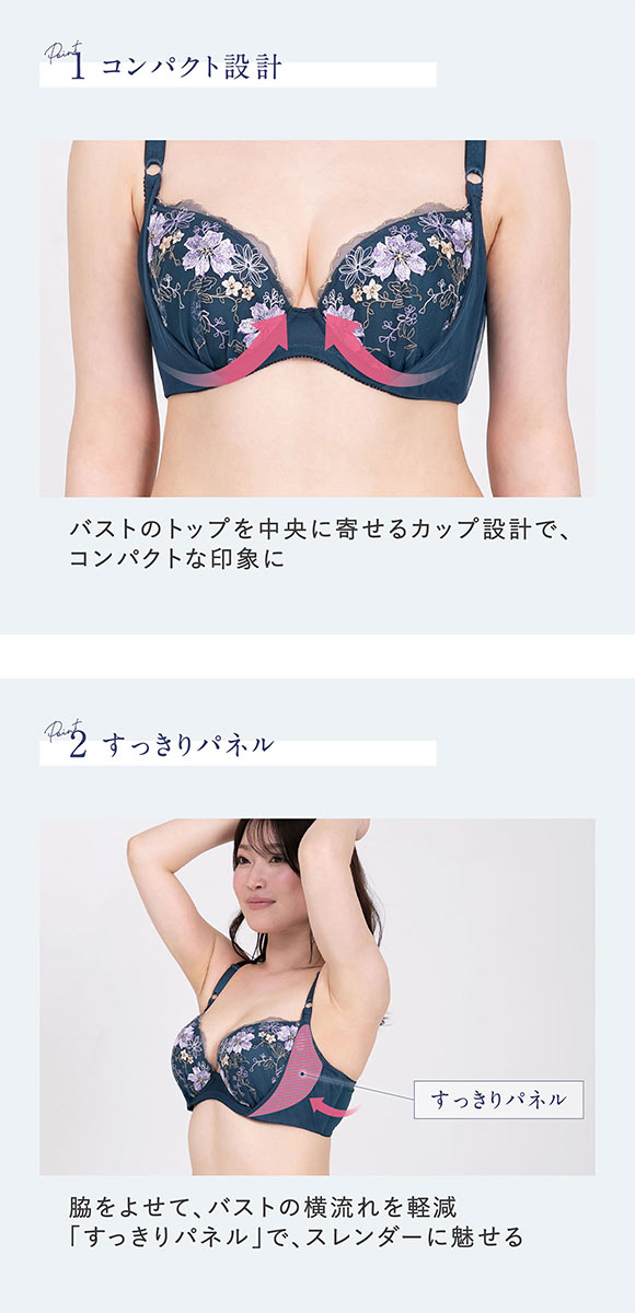 ルシアン 大きめバスト専用 コンパクト設計 4/5カップ ブラジャー EFG 脇高 脇肉 大きいサイズ グラマー LECIEN