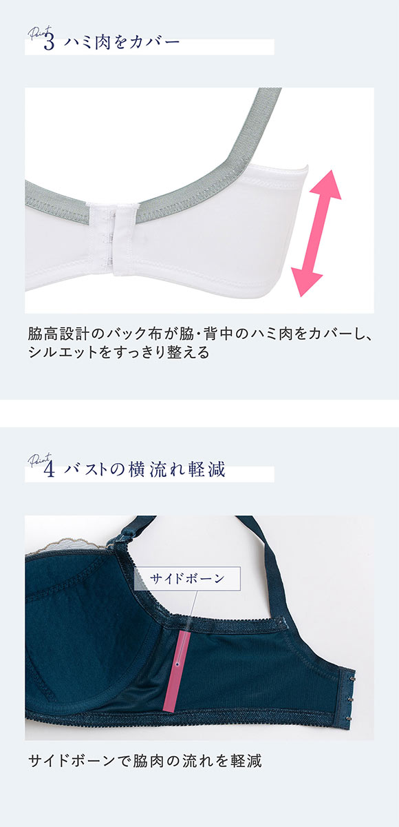 ルシアン 大きめバスト専用 コンパクト設計 4/5カップ ブラジャー EFG 脇高 脇肉 大きいサイズ グラマー LECIEN