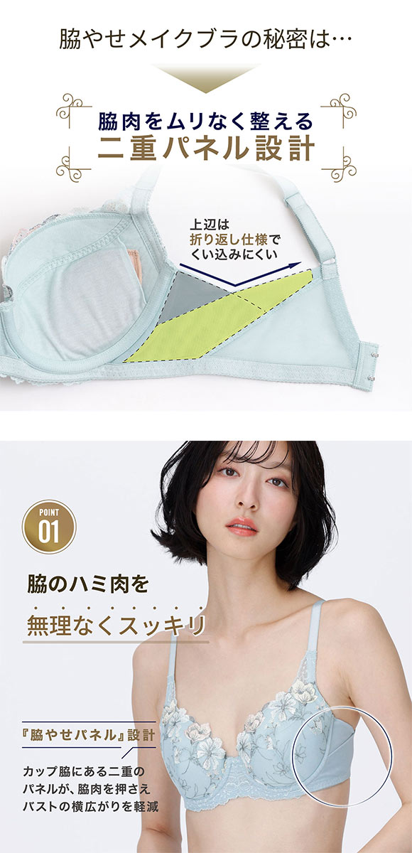ルシアン キレイ魅せ 脇やせメイクブラ 3/4カップ ブラジャー E 大きいサイズ 脇肉 脇高 LECIEN