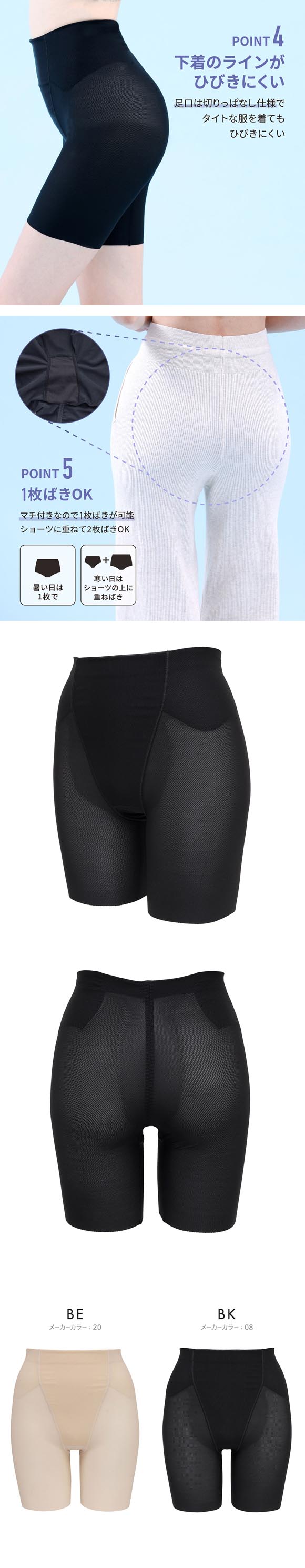 ルシアン はいて実感 下半身のお悩み解決 浮き輪肉撃退 パンツ メッシュ 吸汗速乾 ガードル M･L･LL･3L ロング丈 補正下着 LECIEN