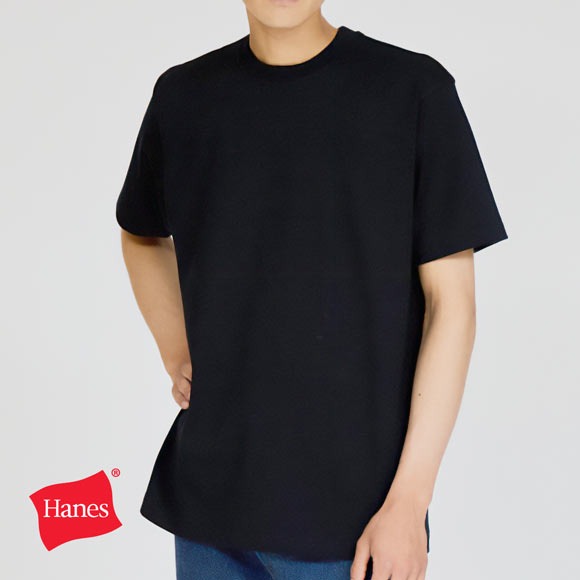 ヘインズ T-SHIRTS KURO クルーネックTシャツ メンズ インナー 半袖 黒