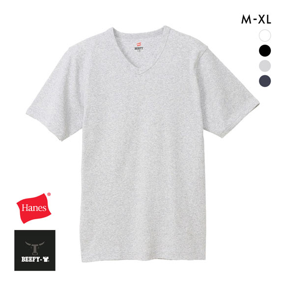 ヘインズ Tシャツ ビーフィー BEEFY リブ Vネック メンズ トップス