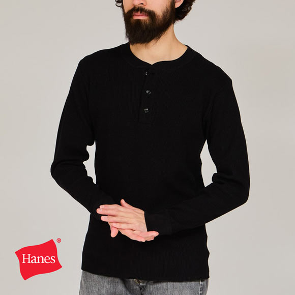 ヘインズ 8.4オンス サーマルトップ ヘンリーネック ロング