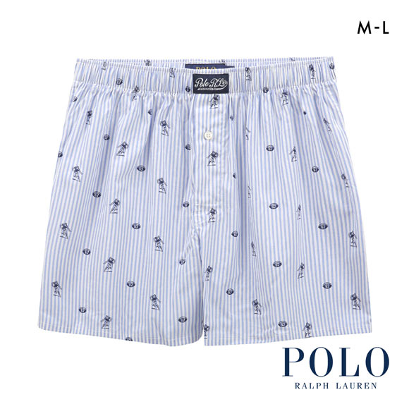 ポロ ラルフ ローレン Tick Stripe Football Printed Woven Boxer トランクス 前あき メンズ アンダーウェア POLO RALPH LAUREN