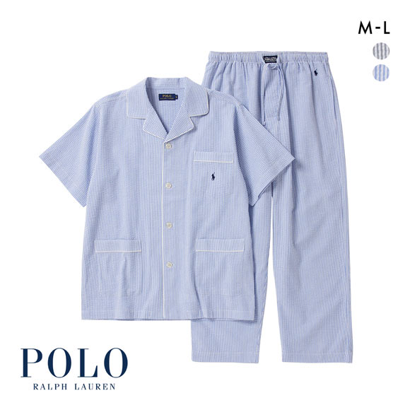 ポロ ラルフ ローレン Seersucker Pajama シアサッカー 半袖パジャマセット メンズ スリープウェア POLO RALPH LAUREN