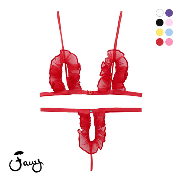 シースルー極小オープンクロッチブラセット