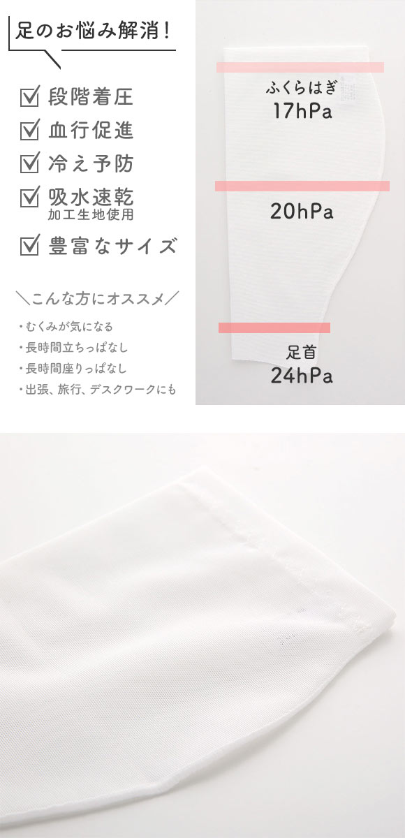 ふくらはぎ着圧サポーター 段階着圧 吸水速乾 3L 4L 大きいサイズ