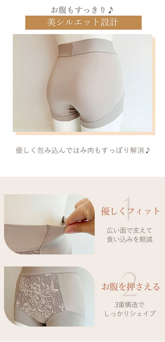 ブラデリス 美尻補正 綿混ビューティーメイクショーツ フィットショーツ S-5L サポート おしりすっぽり 吸汗 消臭 BRADELIS NY PEACE
